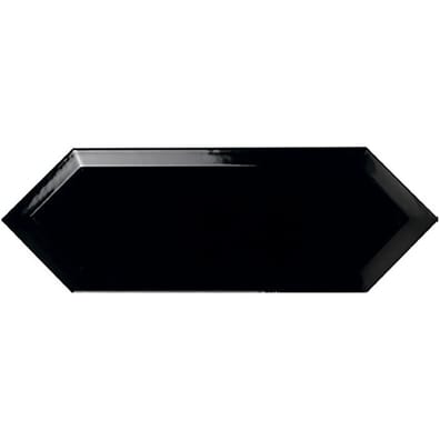 Triangles, losanges & autres formes Faience navette biseautée noire brillant 10x30 PICKET BEVELED COAL - 1m² - As de Carreaux