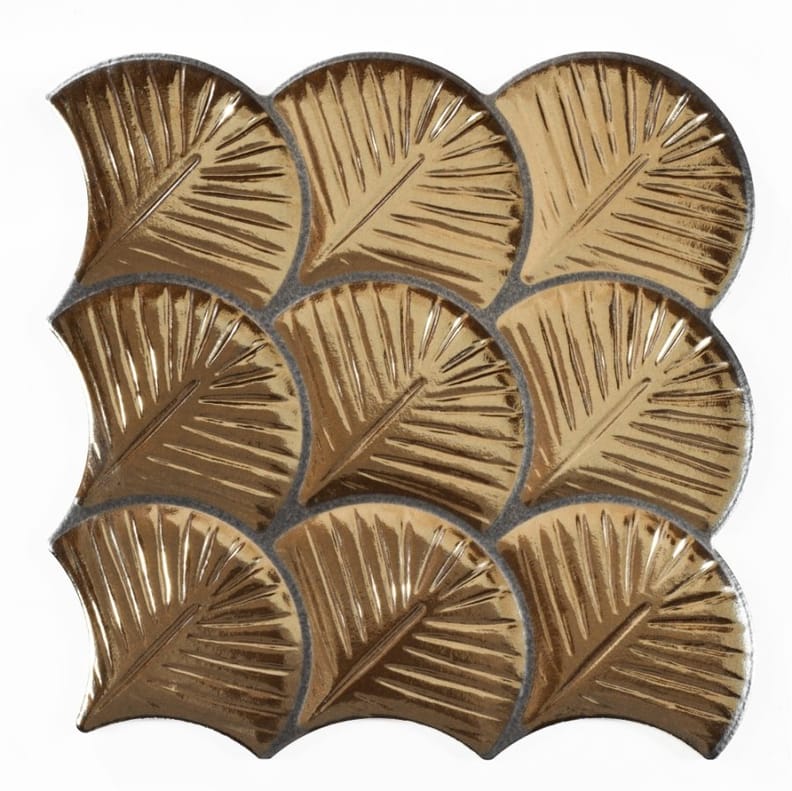 Carreau feuilles dorées brillantes 30x30 SCALE SHELL GOLD - 0.75 m²