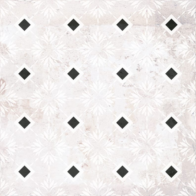 Carreau Aspect Ciment Décoré ANABAR Motif Floral Géométrique Vintage Bohème Mat R10 - Sol & Mur Intérieur & Extérieur 20x20 cm