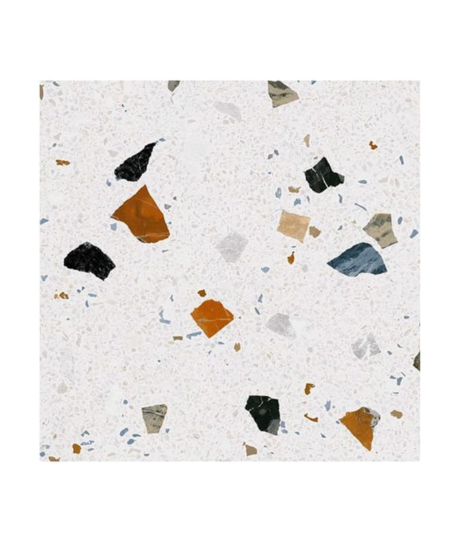Terrazzo blanc avec fragments de marbre multicolores 60x60 cm