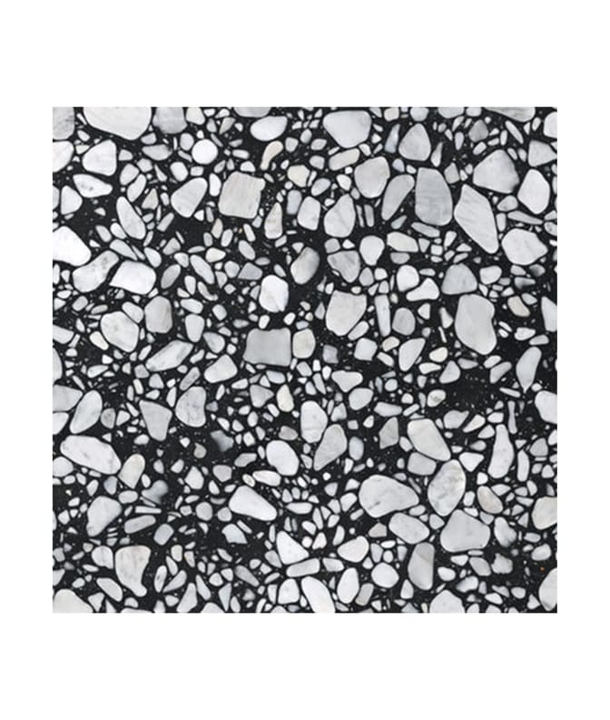 Carrelage Terrazzo noir et blanc éclats variés 60x60 cm