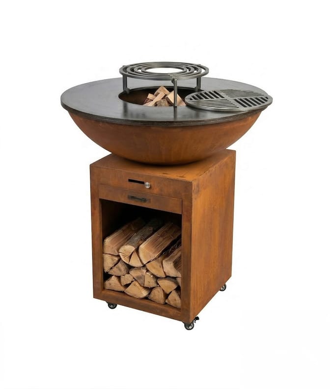 Barbecue OBSIDIAN BRASERO acier corten Ø100 cm - plancha 10 mm
