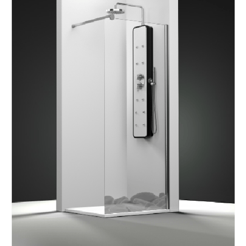 Paroi de douche fixe 1 panneau - Décor Galets Zen