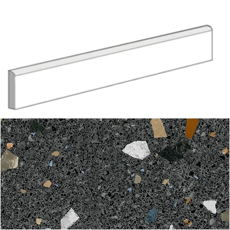 Plinthes carrelage style granito coloré 80x80 cm STRACCIATELLA-R Grafito - 12mL (15 plinthes)