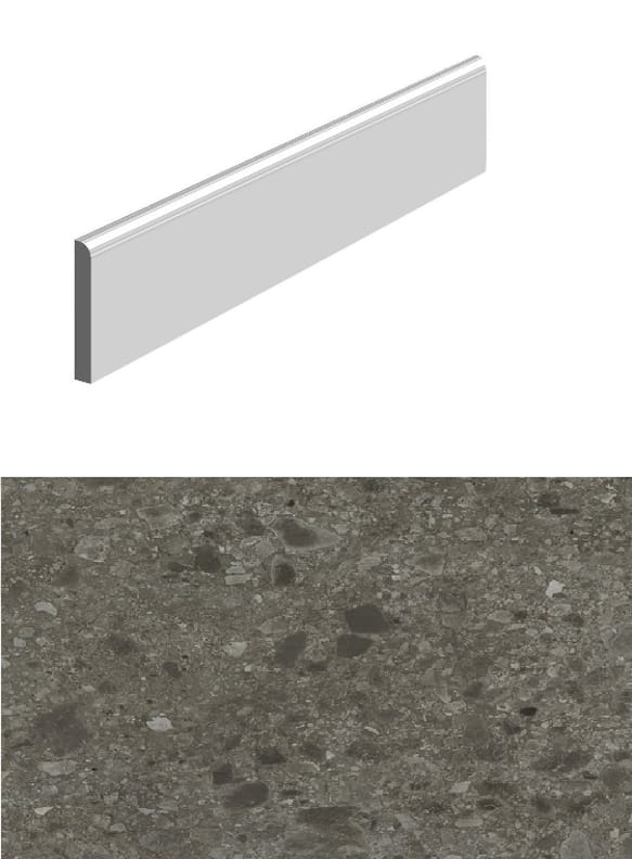 Plinthe pour carrelage anthracite imitation pierre 10x80cm HANNOVER BLACK NATURAL - 14 unités