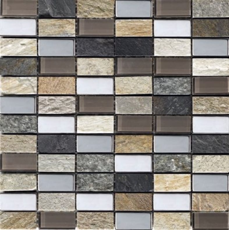 Mosaique marron beige blanc - verre métal marbre 30x30 - Mosaïque en pierre - As de Carreaux