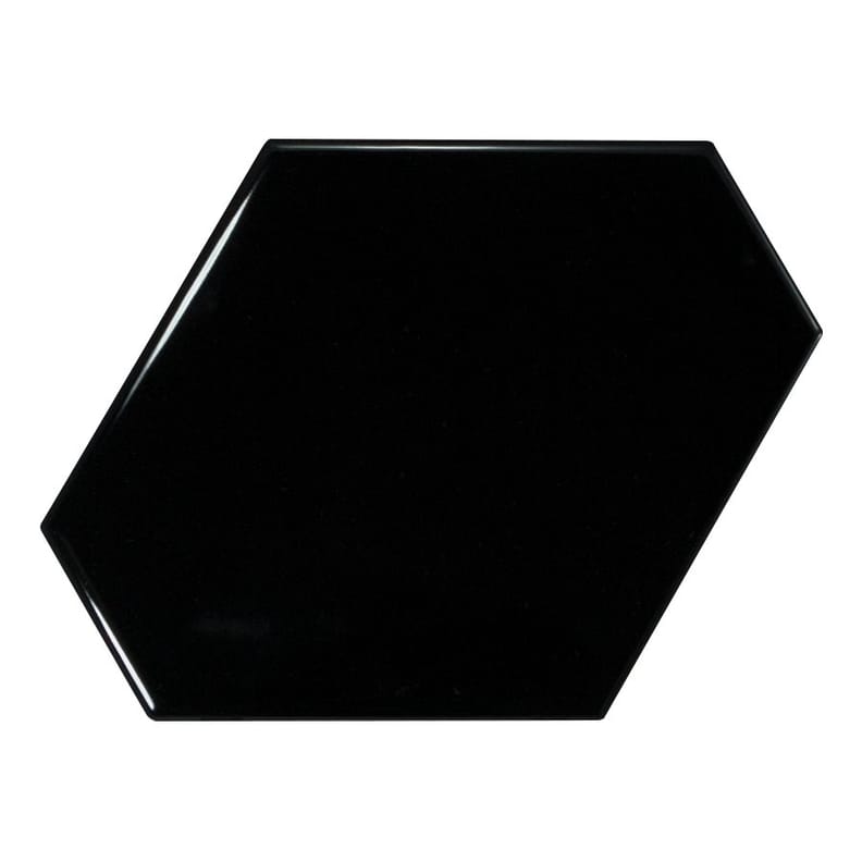 Triangles, losanges & autres formes Carreau noir brillant 10.8x12.4cm SCALE BENZENE BLACK - 23833 - 0.44m² - As de Carreaux