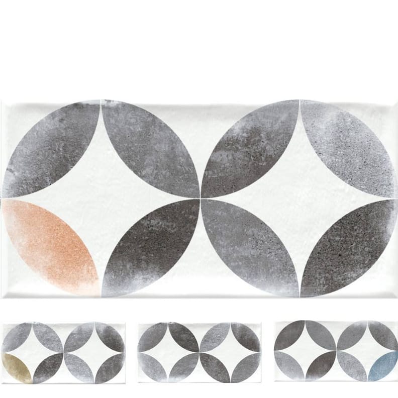 Faiences décorées originales Faience murale patinée multicolore AMHARA 10x20cm - 1.36m² - As de Carreaux