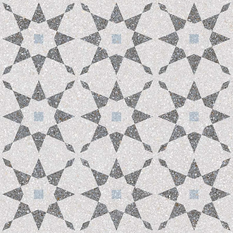 Carreaux de ciment imitation Carrelage à décors étoiles gris bleu rectifié AVENTINO-R Humo 29x29 - 0.94m² - As de Carreaux