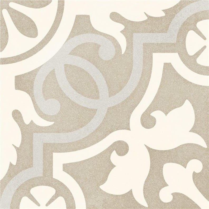 Carreaux de ciment imitation Carrelage imitation ciment taupé arabesque 20x20 cm TULPAN antidérapant R10 - 1m² - As de Carreaux