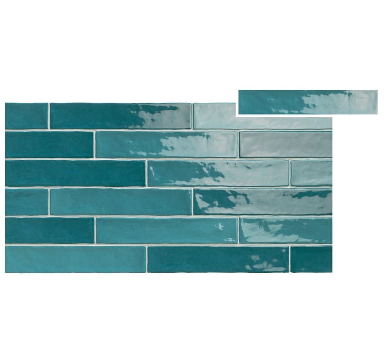 Carrelage Zellige nuances de bleu turquoise sans motif