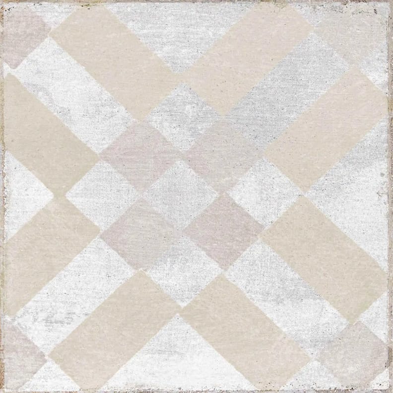 Carreau de ciment beige avec motifs géométriques en dégradé et taille de 15x15 cm