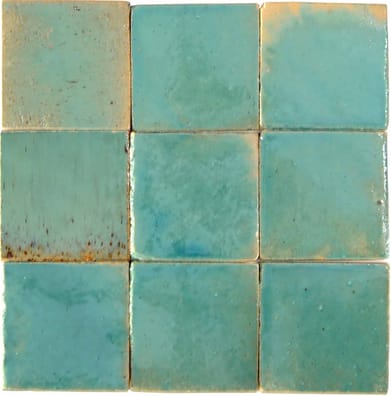 TCVE01 - TERRE CUITE EMAILLEE FAIT MAIN 10X10 CM VERT D'EAU- 0,5 m²