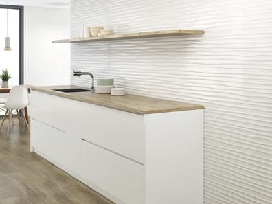 Faïence moderne unie blanche satin à relief 30x90 cm - WICHITA Rectifié - 1.08m²