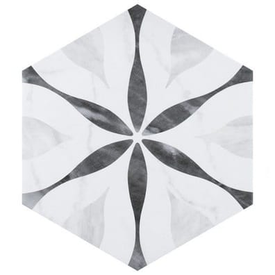 Carreau de ciment gris avec motif floral en nuances de gris