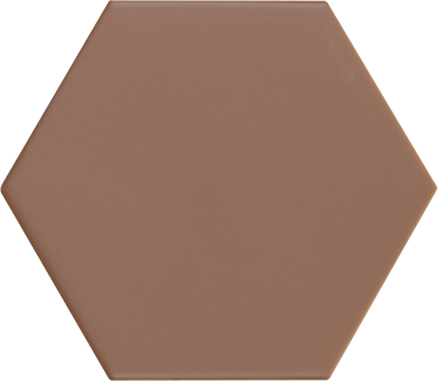 Carrelage uni hexagonal couleur marron chocolat sans motifs adapté pour un design moderne et épuré