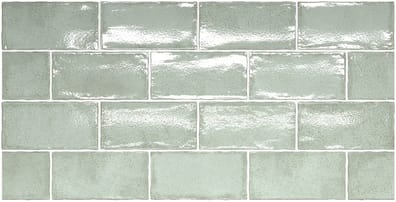 Carrelage Zellige vert avec nuances, sans motifs, 7,5x15 cm