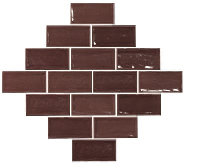 Esprit zellige Carrelage effet zellige 7.5x15 GLAMOUR BURDEOS - 0.45m² - As de Carreaux