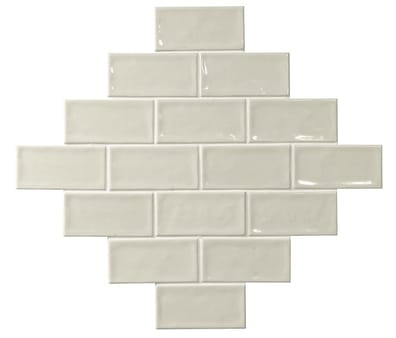 Esprit zellige Carrelage effet zellige blanc ivoire 7.5x15 GLAMOUR NEUTRO - 0.45m² - As de Carreaux