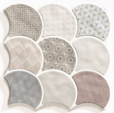 Faïence écaille Carreau écaille blanc 30.7x30.7 SCALE BOHO WHITE - 0.85m² - As de Carreaux