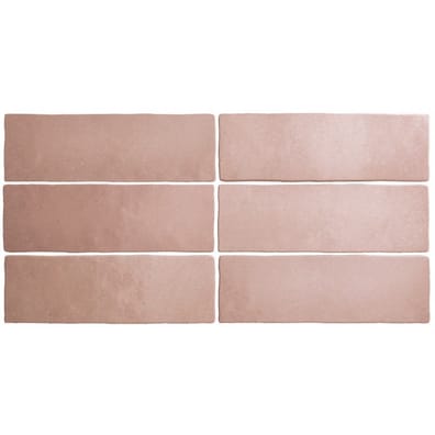 Faiences unies & colorées Faience dénuancée rose corail 6.5x20 cm MAGMA CORAL PINK 24961 - 0.5m² - As de Carreaux