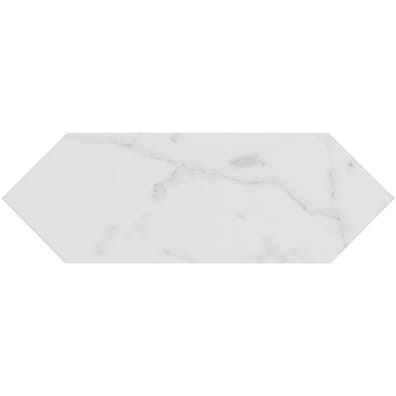 Triangles, losanges & autres formes Faience navette crayon blanc marbré brillant 10x30 PICKET CARRARA - 1m² - As de Carreaux