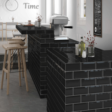 Faïence effet métro MAROME BLACK BRILLANT 7,5x15 - 0,5 m²