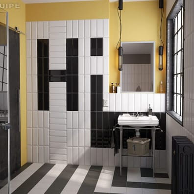 Faïence effet métro MAROME BLACK BRILLANT 7,5x30 - 1 m²