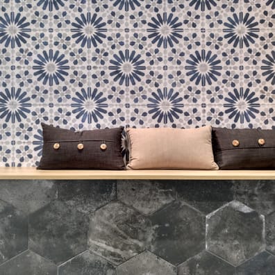 Carrelage effet ciment coloré MAUDRA BLUE NATURAL 44X44 cm- 1.37 M²