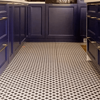 Carrelage pétale noir et blanc ORLY 44x44 cm - 1.37m²