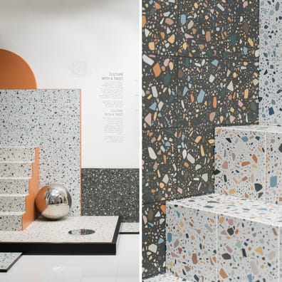 Carrelage aspect terrazzo CANOA NERO MULTICOLOR 18,6X18,6 - 0,45 m²