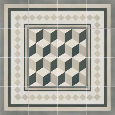 Carreaux de ciment imitation Carrelage imitation ciment cube gris blanc 20x20 cm CAPRICE PROVENCE BORDURE - 1m² - As de Carreaux