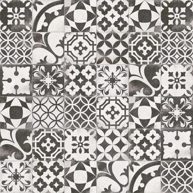 Carreaux de ciment imitation Carrelage en patchwork motif ancien 20x20 cm Berkane Negro - 1m² - As de Carreaux