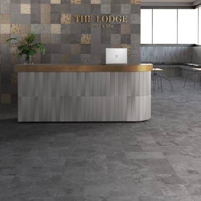 Carrelage effet pierre décoré SUZANO ROCCIA GRIGIO DECOR 20x20 - 0,2 m²
