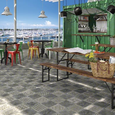 Carrelage uni patiné anthracite 20x20 cm Orchard Grafito anti-dérapant R13 - 1m²