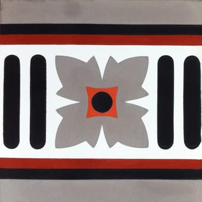 Carreaux de ciment véritables Carreau de ciment frise gris rouge blanc 20x20 cm ref4980 - 0.48m² - As de Carreaux
