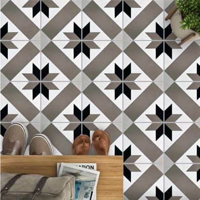 Carreaux de ciment véritables Carreau de ciment décor géométrique gris taupe 20x20 cm ref1150-5 - 0.48m² - As de Carreaux