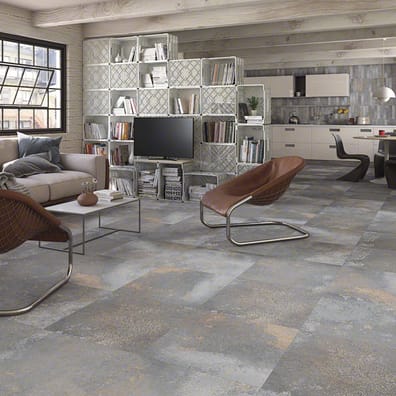 Carrelage grès cérame rectifié aspect pierre YASSA GRAFITO 117,5X117,5 cm - 1,38 m²
