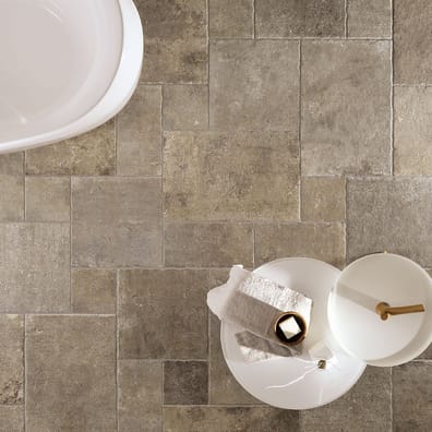 Carrelage grès cérame multi-module effet pierre Anti dérapant LAUNCESTON TAUPE ANTISLIP 40,8X61,4 - 40,8X40,8 - 20,3X40,8 - 20,3