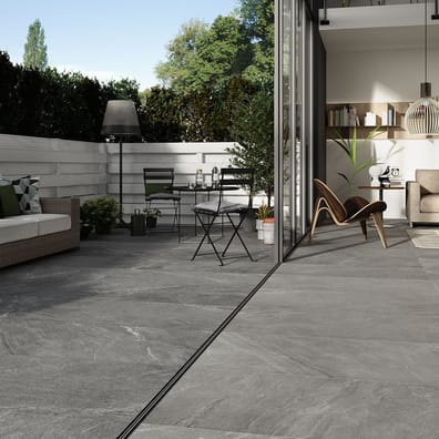 Carrelage brillant rectifié grès cérame effet pierre CAIRNS GRIGIO CHIARO 45X90 - 1,215m²