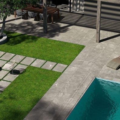 Carrelage brillant rectifié grès cérame effet pierre CAIRNS GRIGIO CHIARO 45X90 - 1,215m²