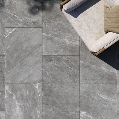 Carrelage brillant rectifié grès cérame effet pierre CAIRNS GRIGIO SCURO 45X90 - 1,215m²