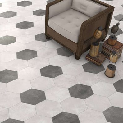 Carrelage hexagonal tomette anthracite vieillie 23x26.6cm RIFT Grafito - 0.504m²