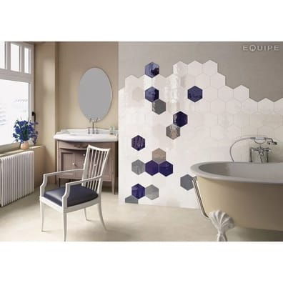 Tomettes, hexagones Carrelage hexagonal 17.5x20 Tomette design HEXATILE BLANC Brillant 20519  0.71m² - As de Carreaux