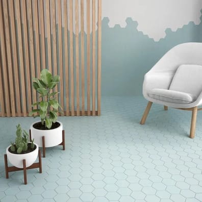 Carrelage hexagonal bleu clair KROMATIKA BLEU CLAIR R10 11.6x10.1 - 26464 - 0.43m²