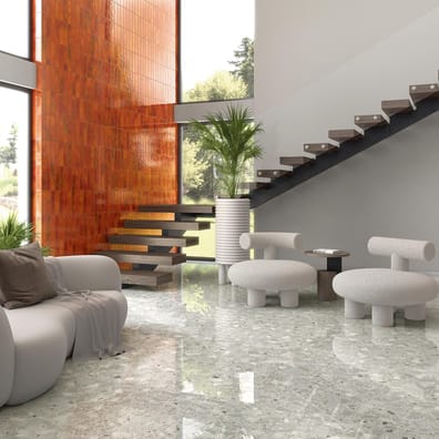 Carrelage effet terrazzo NINOV MONA GRIS PULIDO RECTIFIE 79,3X79,3
