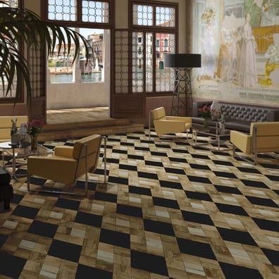 Carrelage imitation parquet Carrelage losange imitation bois rect. 22x38cm ADAMANT OKINAWA CARBON - 0.504m² - As de Carreaux