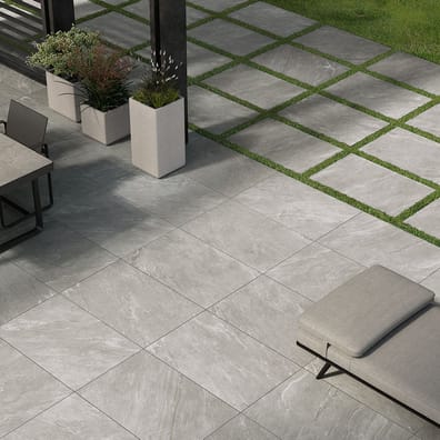 Carrelage brillant rectifié grès cérame effet pierre CAIRNS GRIGIO CHIARO 60X60 - 1,44m²