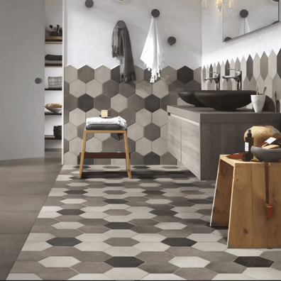 Carrelage hexagonal tomette anthracite vieillie 23x26.6cm RIFT Grafito - 0.504m²