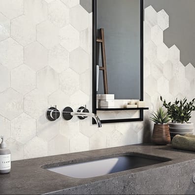 Carrelage hexagonal effet industriel RUST WHITE NAT 25x30 cm - 0.935m²